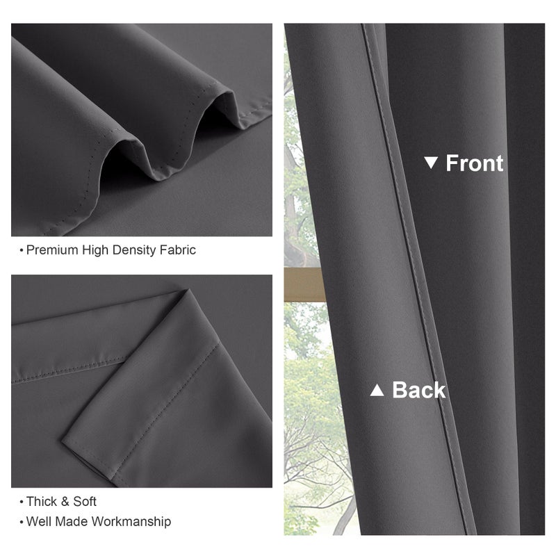 PONY DANCE Gray Blackout Curtains - Window Treatments Set Home Decoration Curtains Light Blocking Solid Soft Rod Pocket Drapes for Bedroom Living Room, 52 by 63 in, Gray, 2 Pieces - Image 3